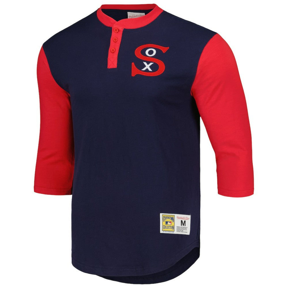 MLB Chicago White Sox Mitchell & Ness Cooperstown Collection Legendary Slub Henley 3/4-Sleeve T-Shirt