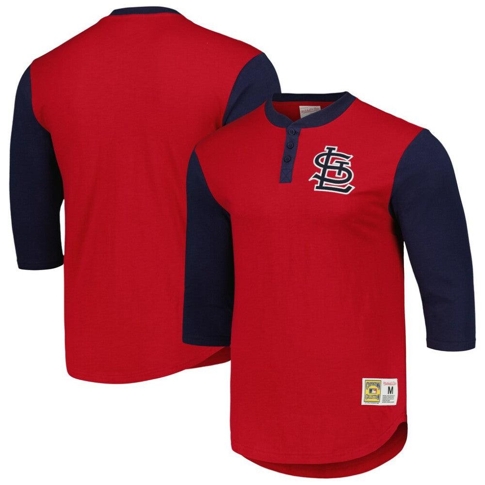 MLB St. Louis Cardinals Mitchell & Ness Cooperstown Collection Legendary Slub Henley 3/4-Sleeve T-Shirt