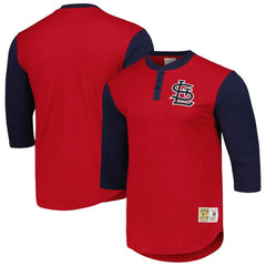 MLB St. Louis Cardinals Mitchell & Ness Cooperstown Collection Legendary Slub Henley 3/4-Sleeve T-Shirt