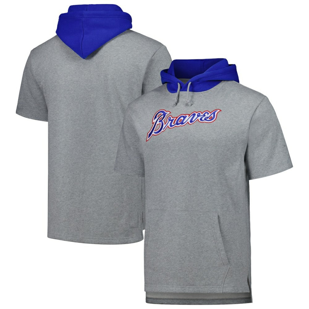 MLB Atlanta Braves Mitchell & Ness Postgame Short Sleeve Pullover Hoodie
