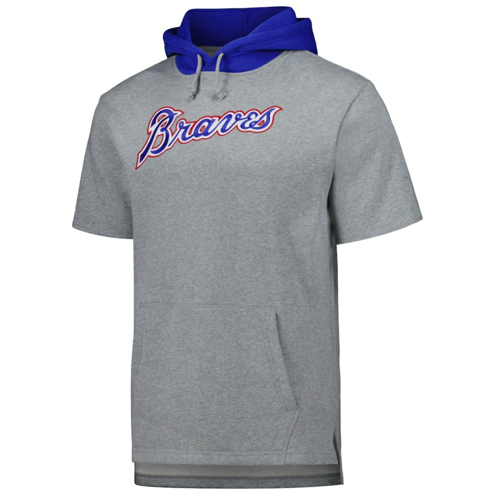 MLB Atlanta Braves Mitchell & Ness Postgame Short Sleeve Pullover Hoodie