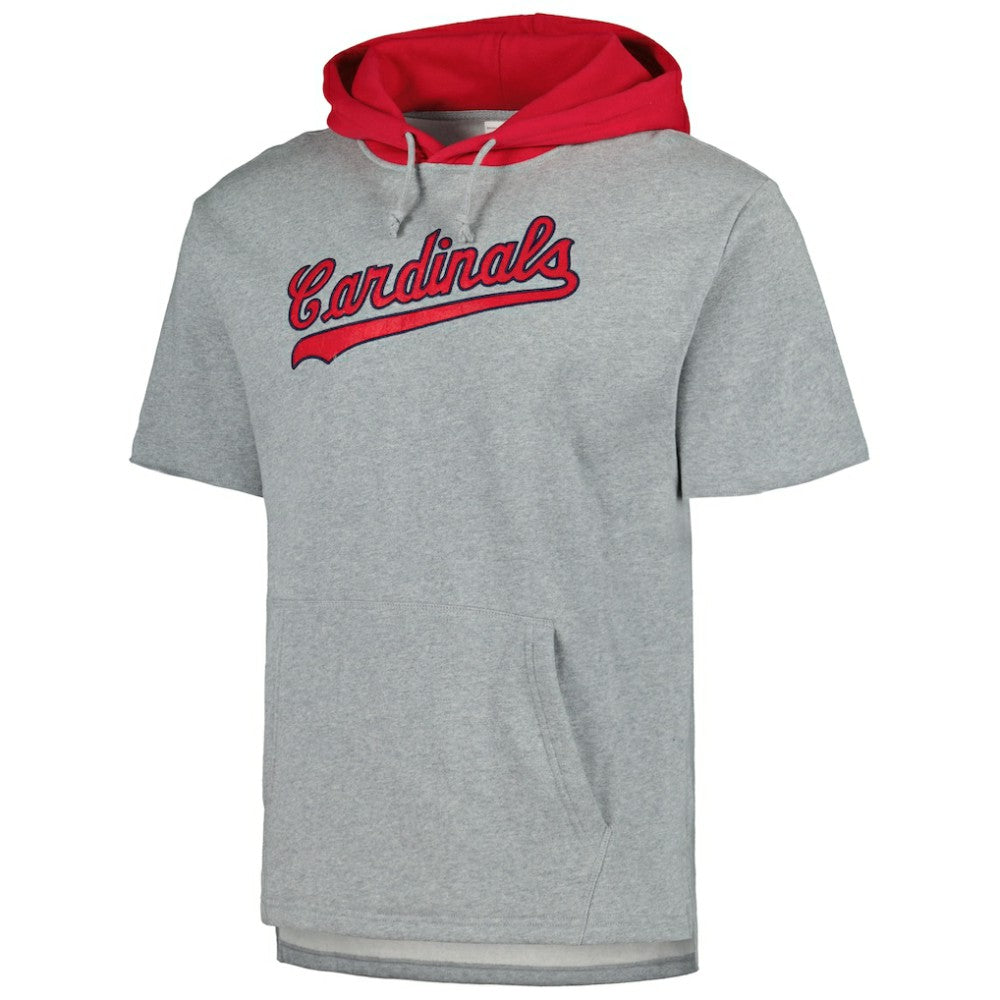 MLB St. Louis Cardinals Mitchell & Ness Postgame Short Sleeve Pullover Hoodie