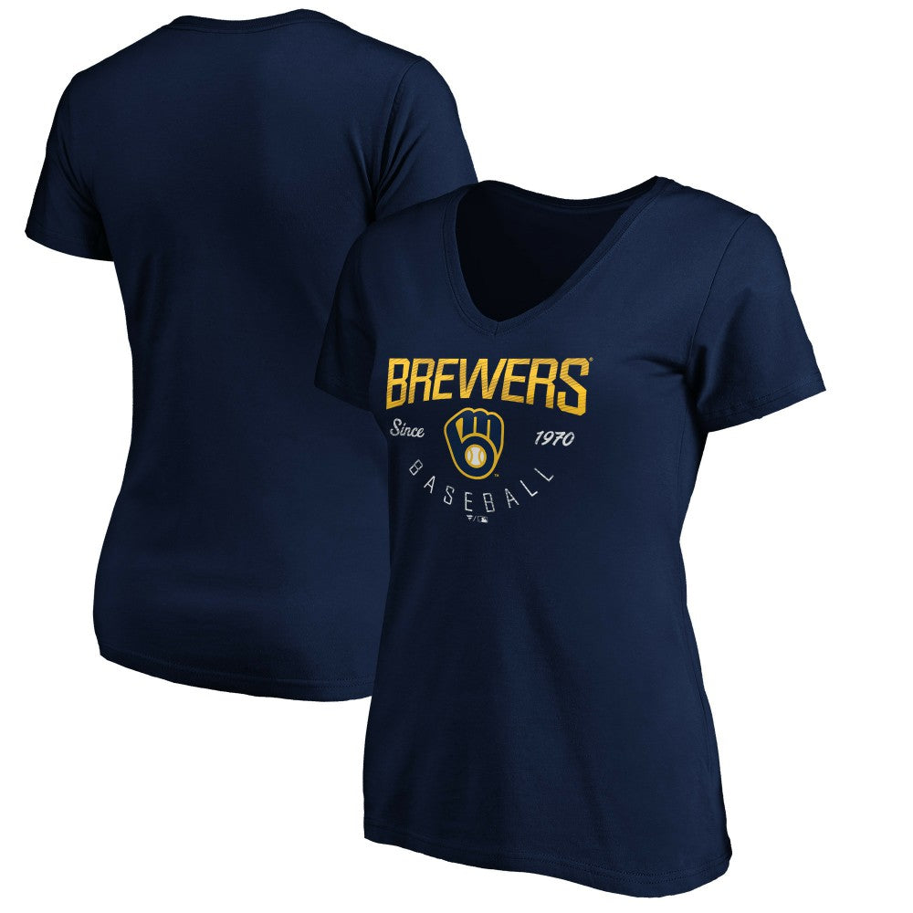 MLB Milwaukee Brewers Women's Core Live For It V-Neck T-Shirt