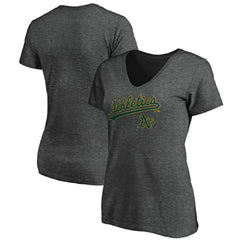 MLB Athletics Women's Core Team Lock Up V-Neck T-Shirt