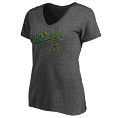 MLB Athletics Women's Core Team Lock Up V-Neck T-Shirt