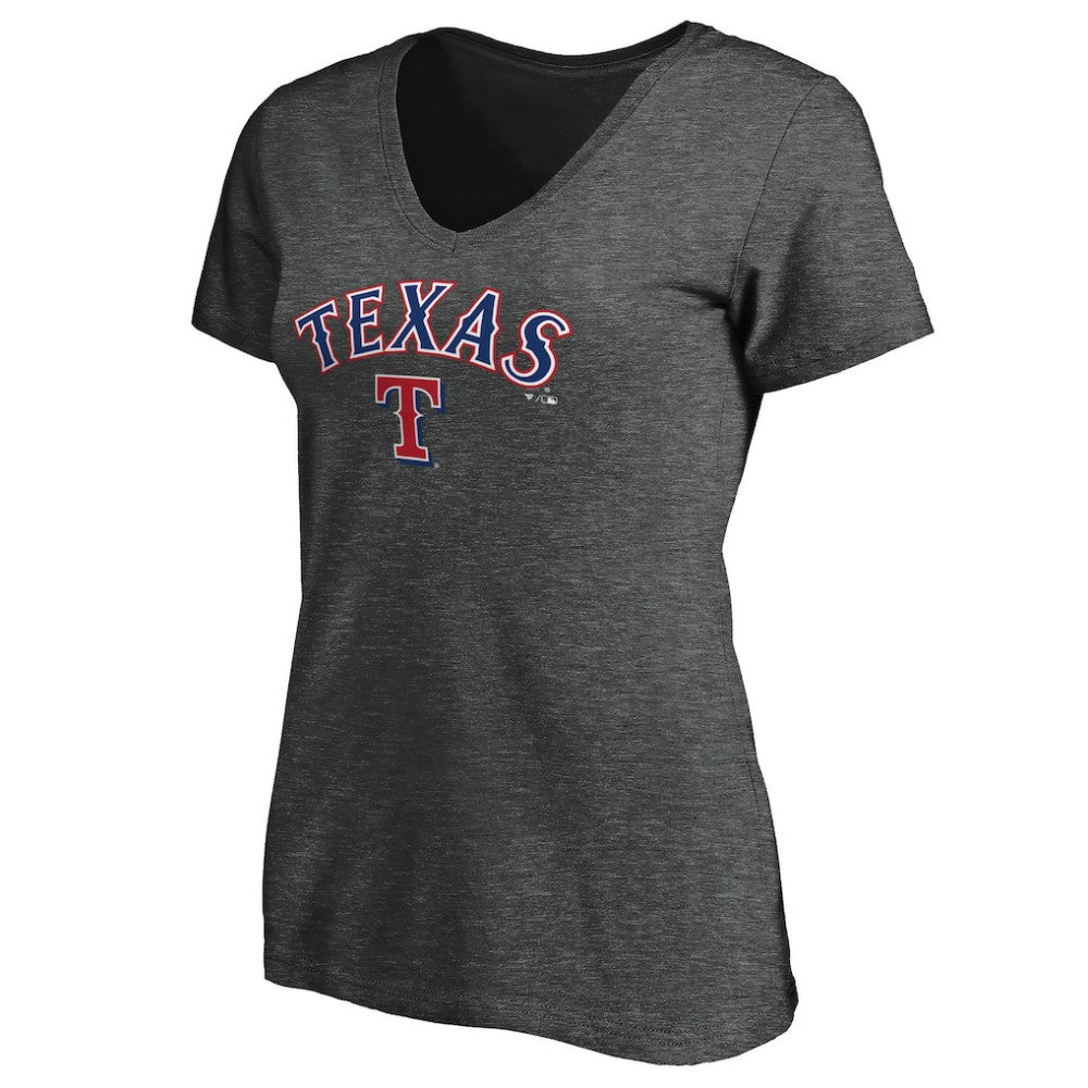 MLB Texas Rangers Women's Core Team Lock Up Wordmark V-Neck T-Shirt