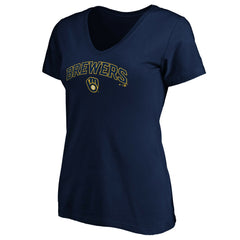 MLB Milwaukee Brewers Women's Core Team Lock Up V-Neck T-Shirt
