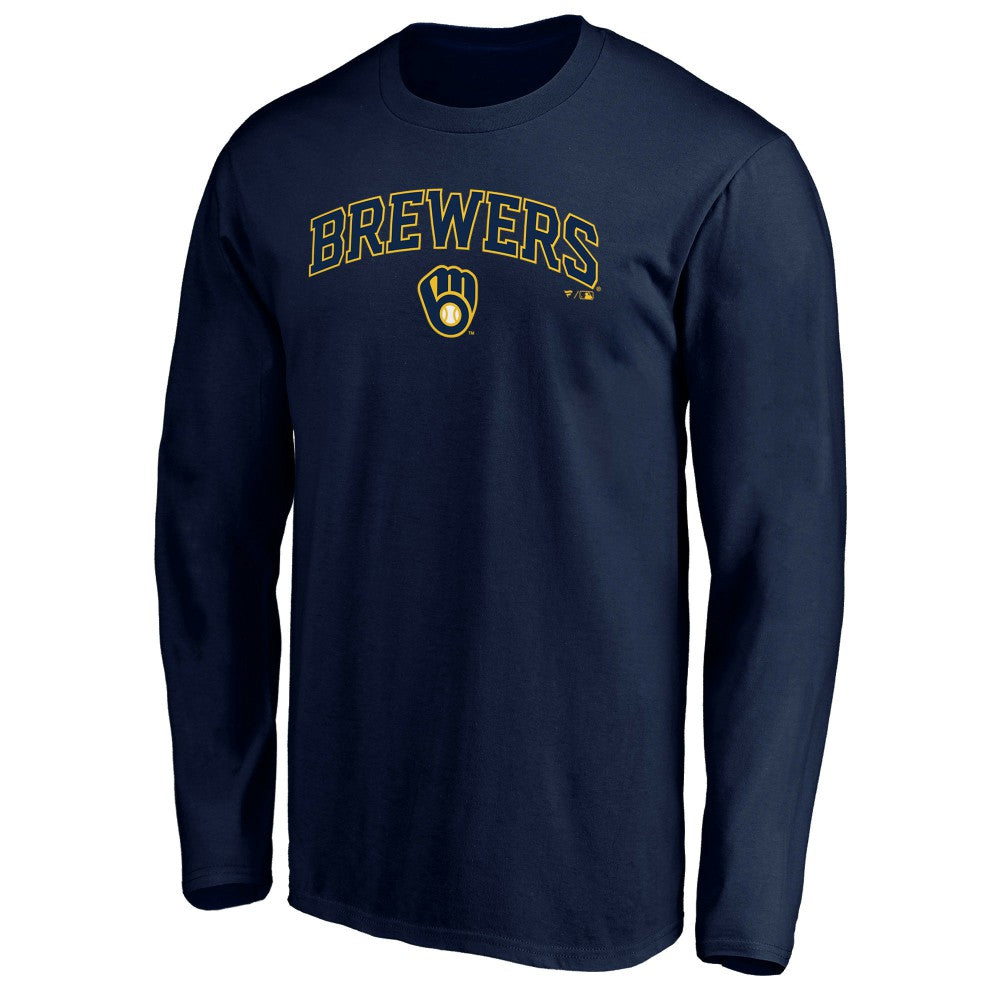 MLB Milwaukee Brewers Team Lock Up Wordmark Long Sleeve T-Shirt