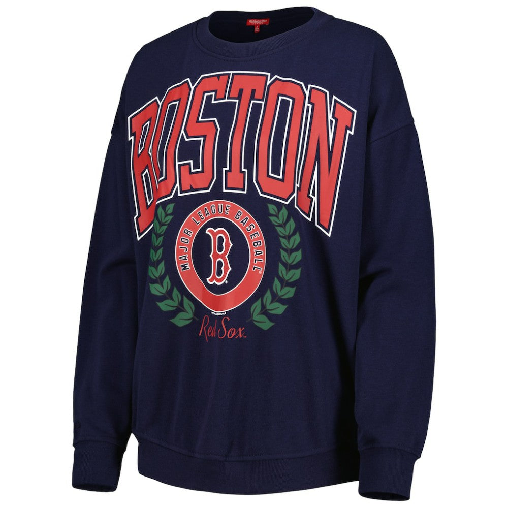 MLB Boston Red Sox Mitchell & Ness Women's Logo Lt 2.0 Pullover Sweatshirt