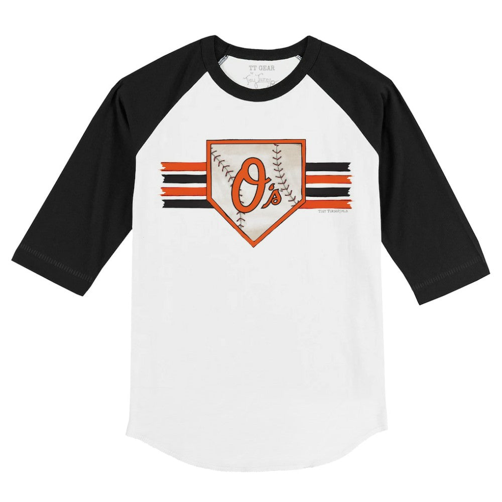 MLB Baltimore Orioles Tiny Turnip Youth Base Stripe 3/4-Sleeve Raglan T-Shirt