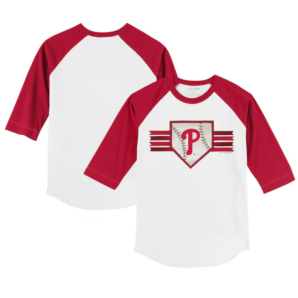MLB Philadelphia Phillies Tiny Turnip Youth Base Stripe 3/4-Sleeve Raglan T-Shirt