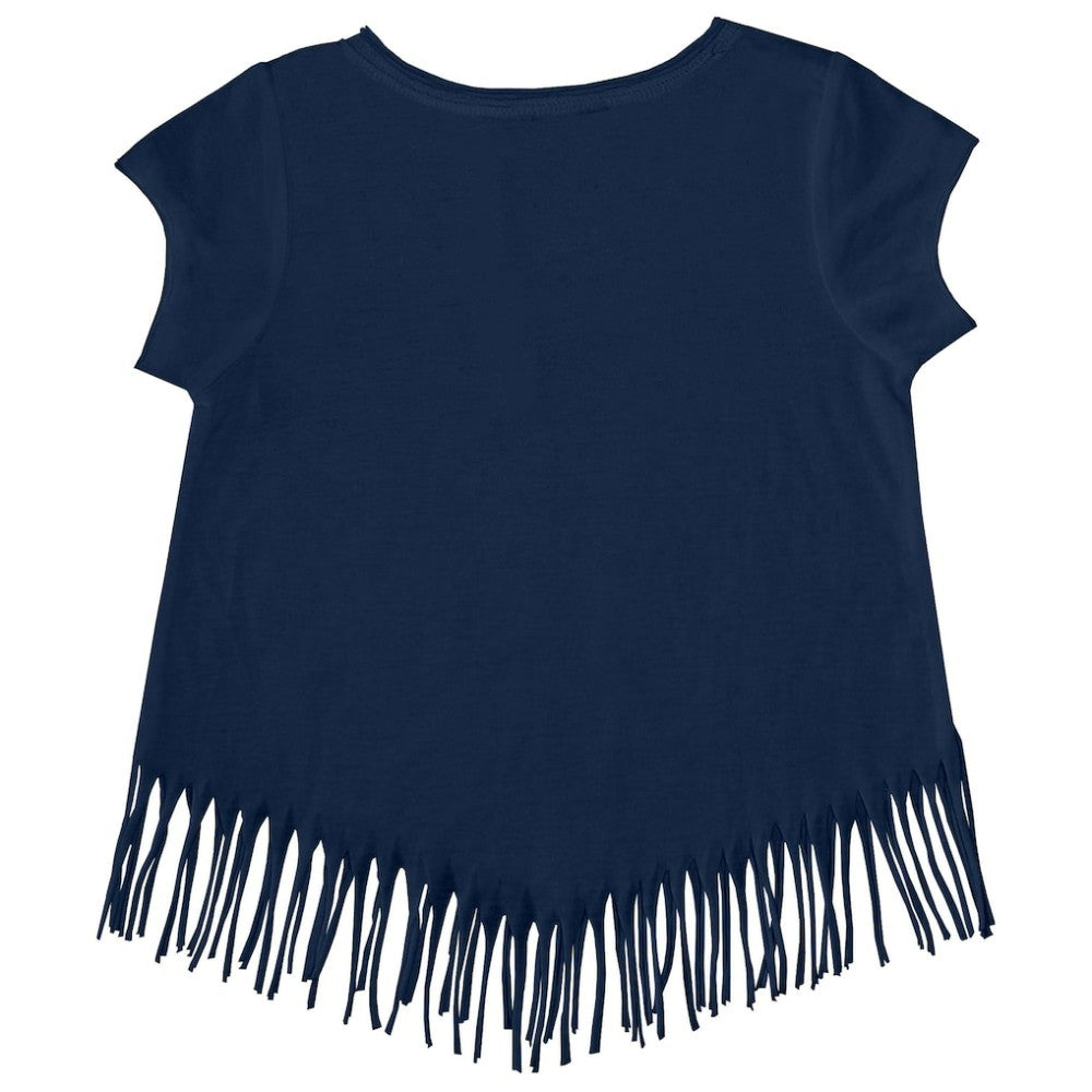 MLB Atlanta Braves Tiny Turnip Girls Youth Baseball Bow Fringe T-Shirt
