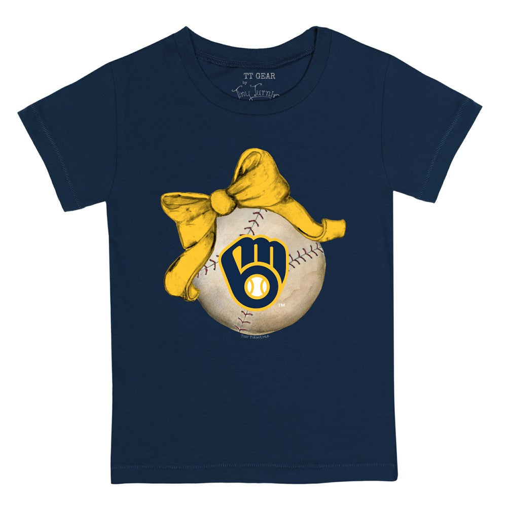 MLB Milwaukee Brewers Tiny Turnip Youth Baseball Bow T-Shirt