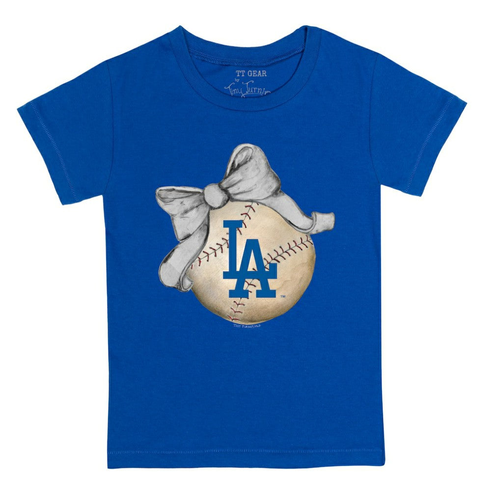 MLB Los Angeles Dodgers Tiny Turnip Youth Baseball Bow T-Shirt