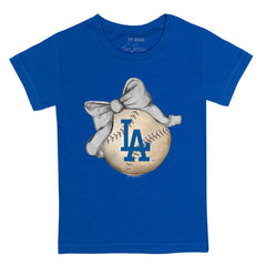 MLB Los Angeles Dodgers Tiny Turnip Youth Baseball Bow T-Shirt