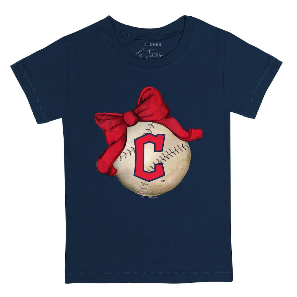 MLB Cleveland Guardians Tiny Turnip Youth Baseball Bow T-Shirt