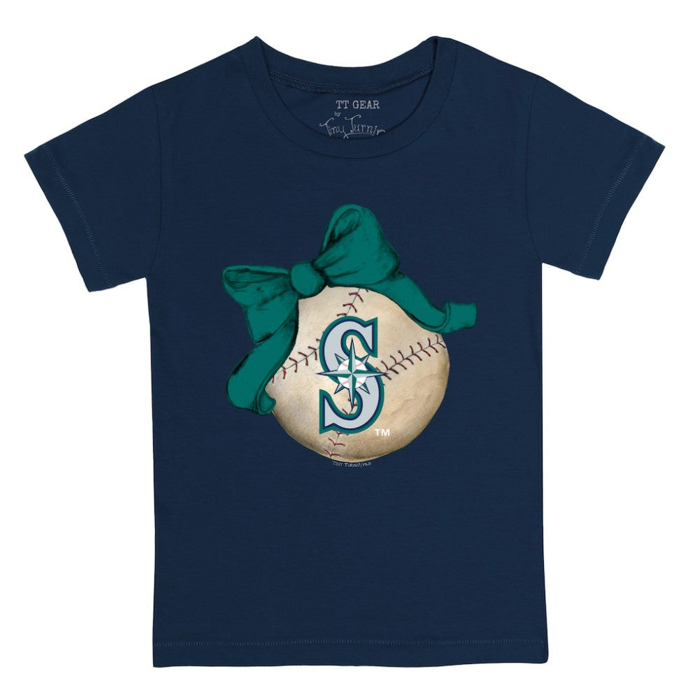 MLB Seattle Mariners Tiny Turnip Youth Baseball Bow T-Shirt