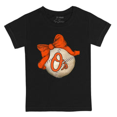 MLB Baltimore Orioles Tiny Turnip Youth Baseball Bow T-Shirt