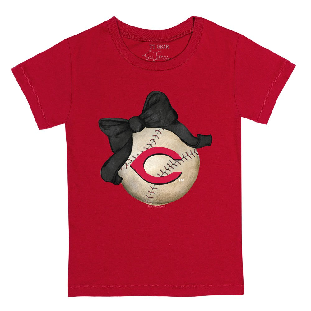 MLB Cincinnati Reds Tiny Turnip Youth Baseball Bow T-Shirt
