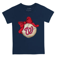 MLB Washington Nationals Tiny Turnip Youth Baseball Bow T-Shirt