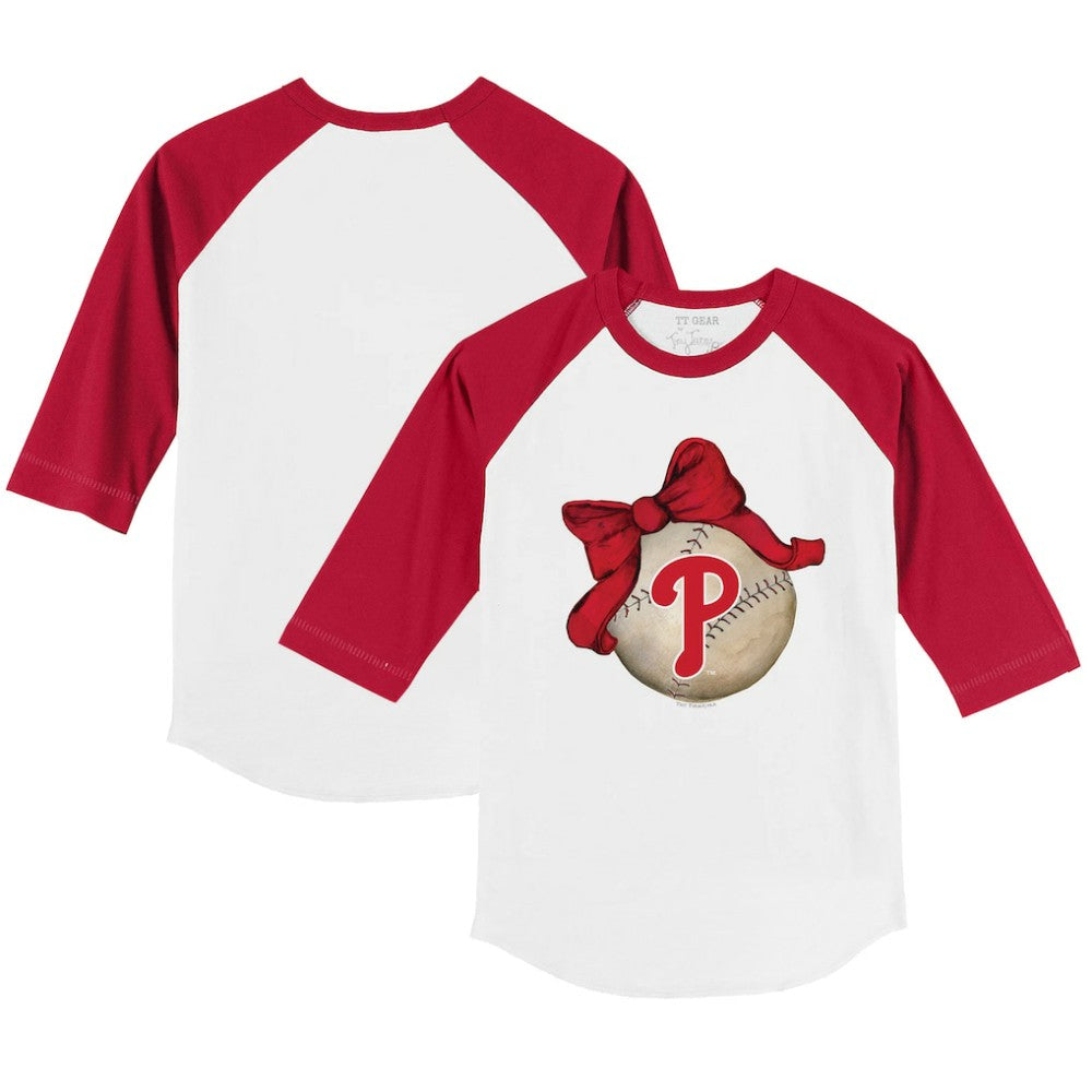 MLB Philadelphia Phillies Tiny Turnip Youth Baseball Bow 3/4-Sleeve Raglan T-Shirt
