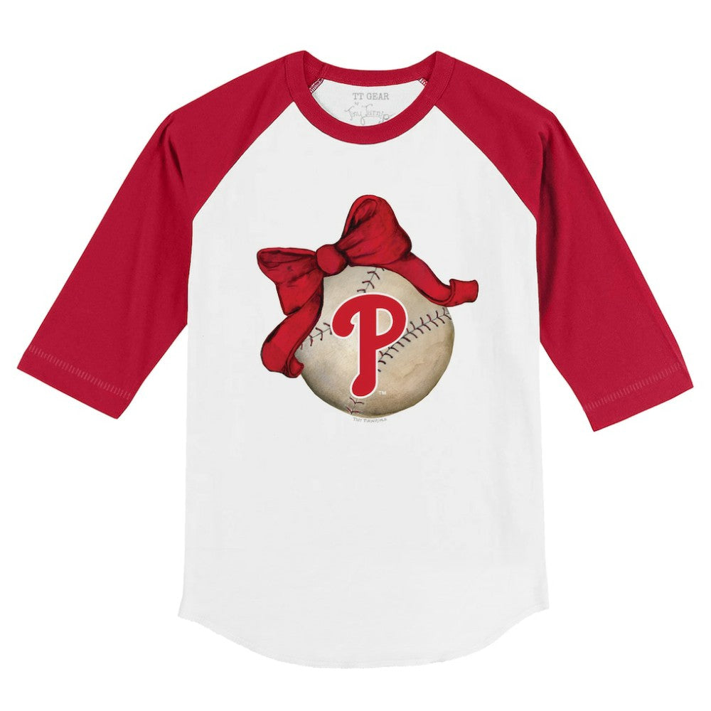 MLB Philadelphia Phillies Tiny Turnip Youth Baseball Bow 3/4-Sleeve Raglan T-Shirt