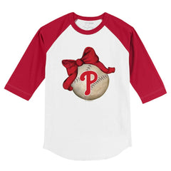 MLB Philadelphia Phillies Tiny Turnip Youth Baseball Bow 3/4-Sleeve Raglan T-Shirt