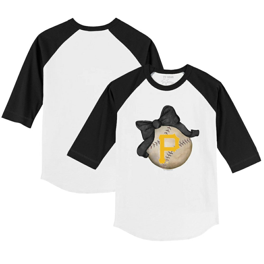 MLB Pittsburgh Pirates Tiny Turnip Youth Baseball Bow 3/4-Sleeve Raglan T-Shirt