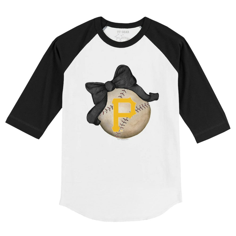 MLB Pittsburgh Pirates Tiny Turnip Youth Baseball Bow 3/4-Sleeve Raglan T-Shirt
