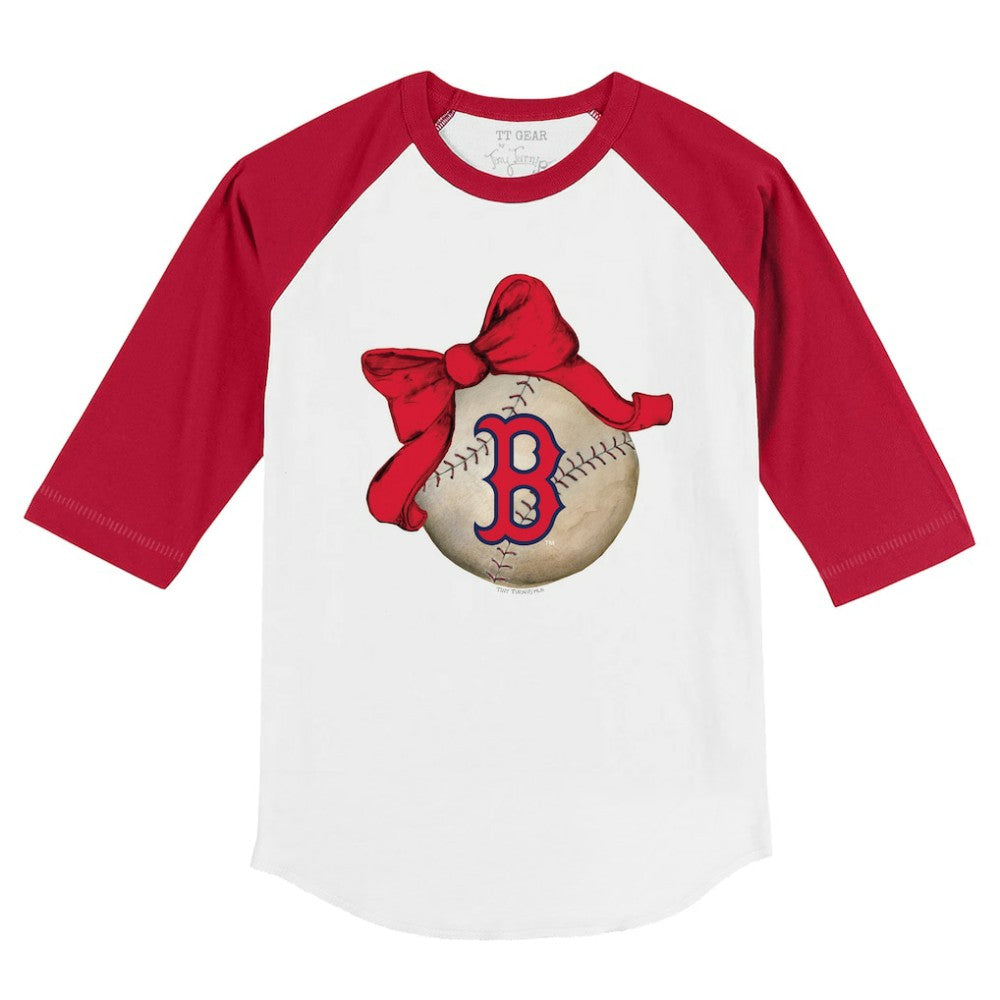 MLB Boston Red Sox Tiny Turnip Youth Baseball Bow 3/4-Sleeve Raglan T-Shirt