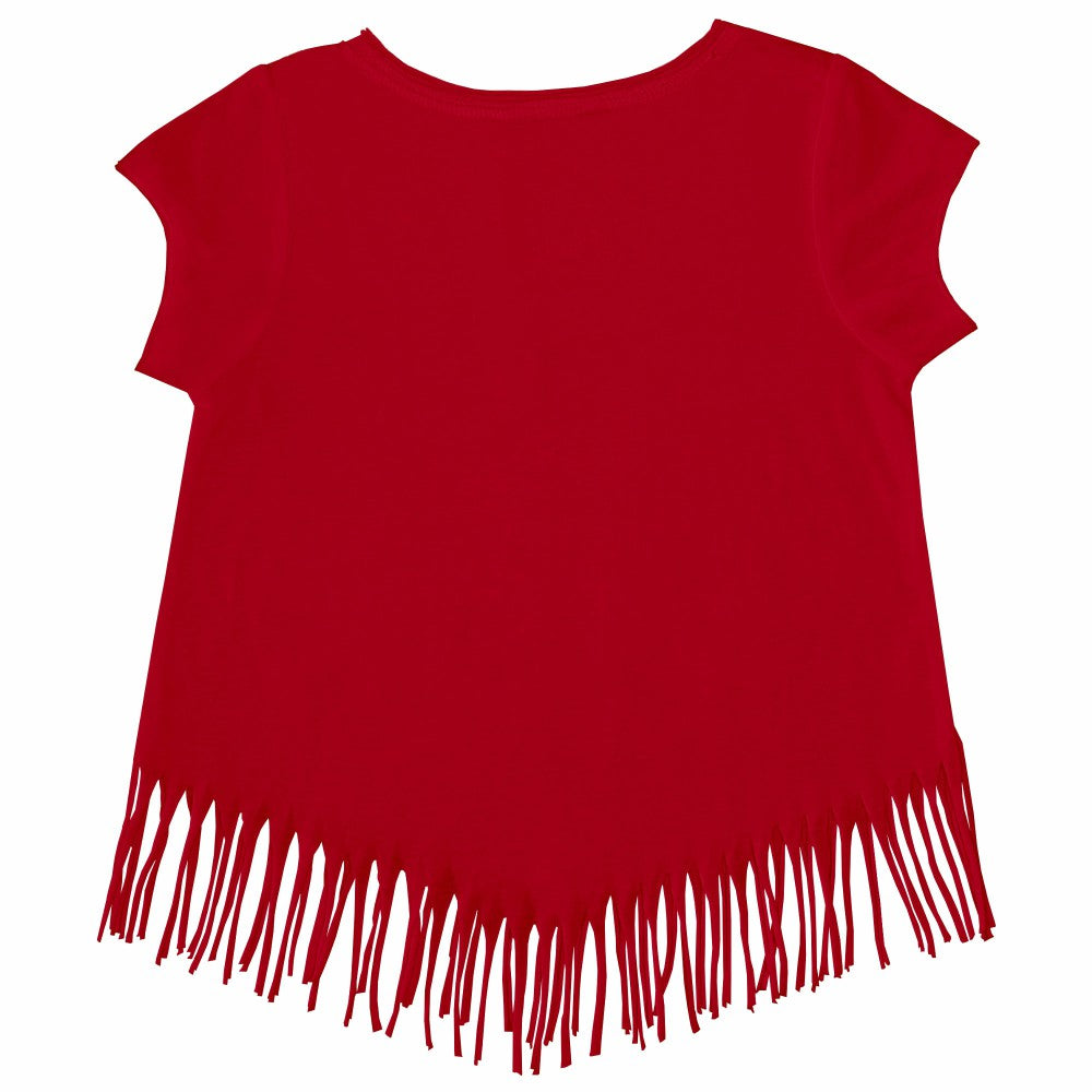 MLB Cincinnati Reds Tiny Turnip Girls Youth Baseball Cross Bats Fringe T-Shirt