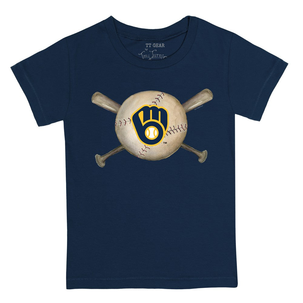MLB Milwaukee Brewers Tiny Turnip Youth Baseball Cross Bats T-Shirt