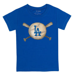MLB Los Angeles Dodgers Tiny Turnip Youth Baseball Cross Bats T-Shirt