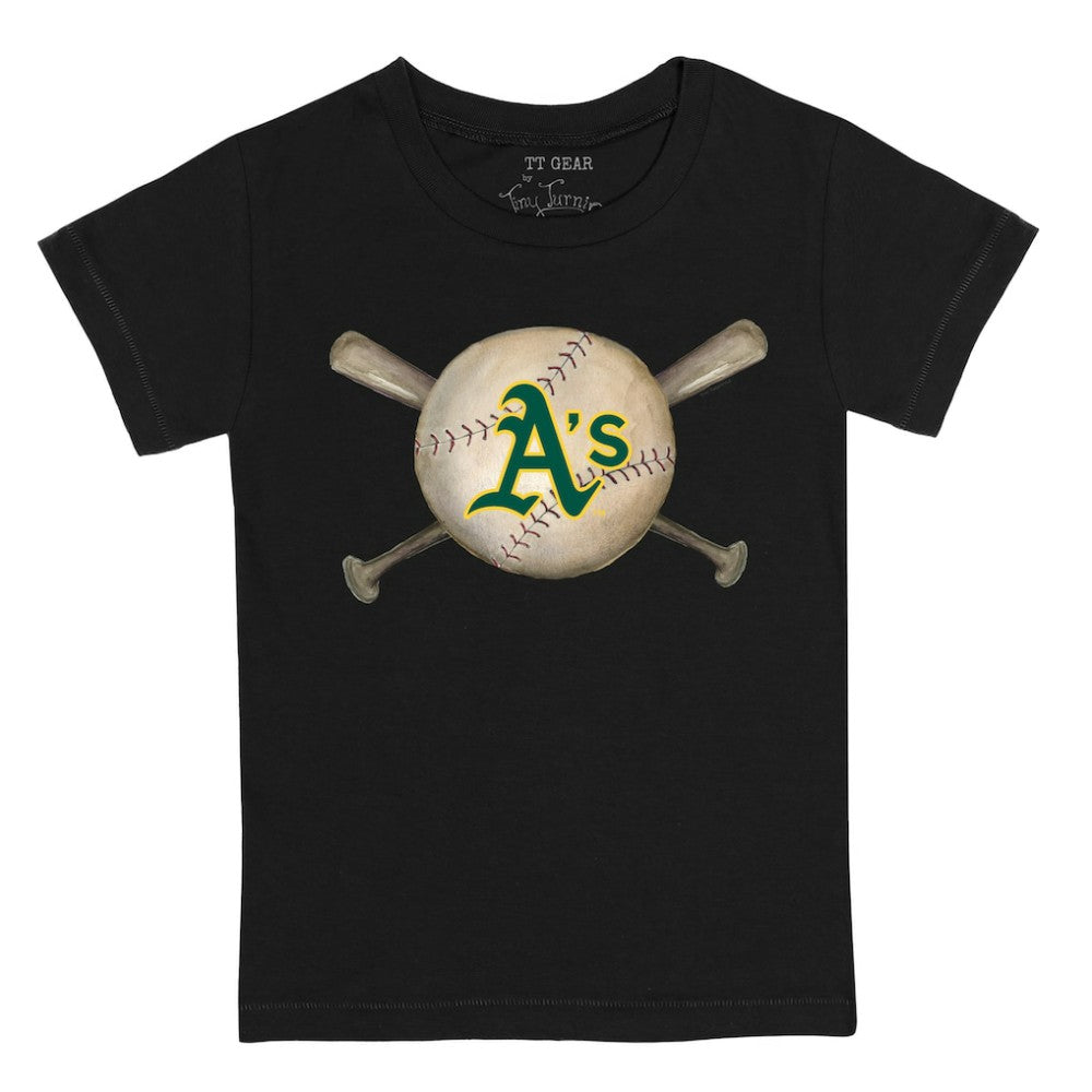 MLB Athletics Tiny Turnip Youth Baseball Cross Bats T-Shirt