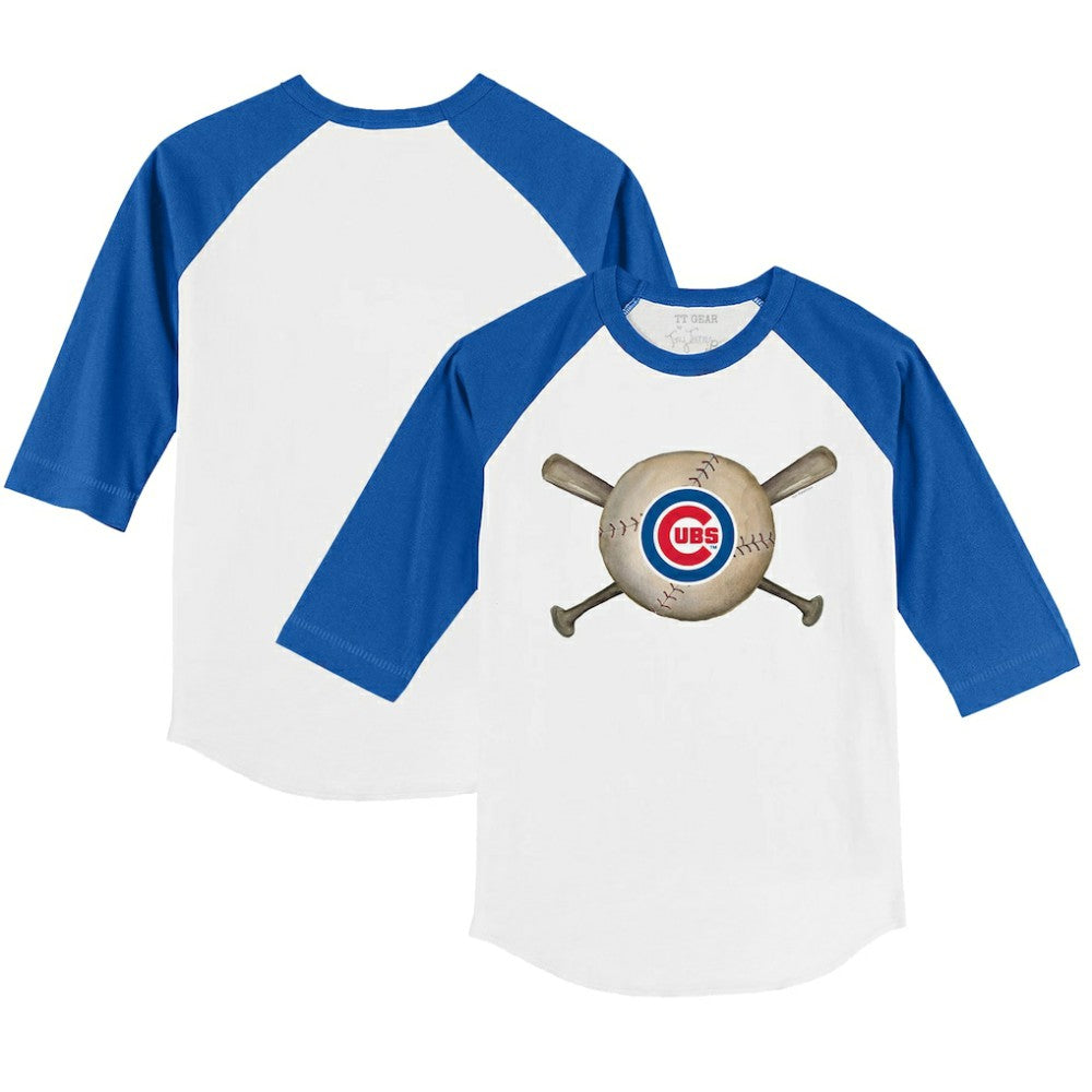 MLB Chicago Cubs Tiny Turnip Youth Baseball Cross Bats 3/4-Sleeve Raglan T-Shirt