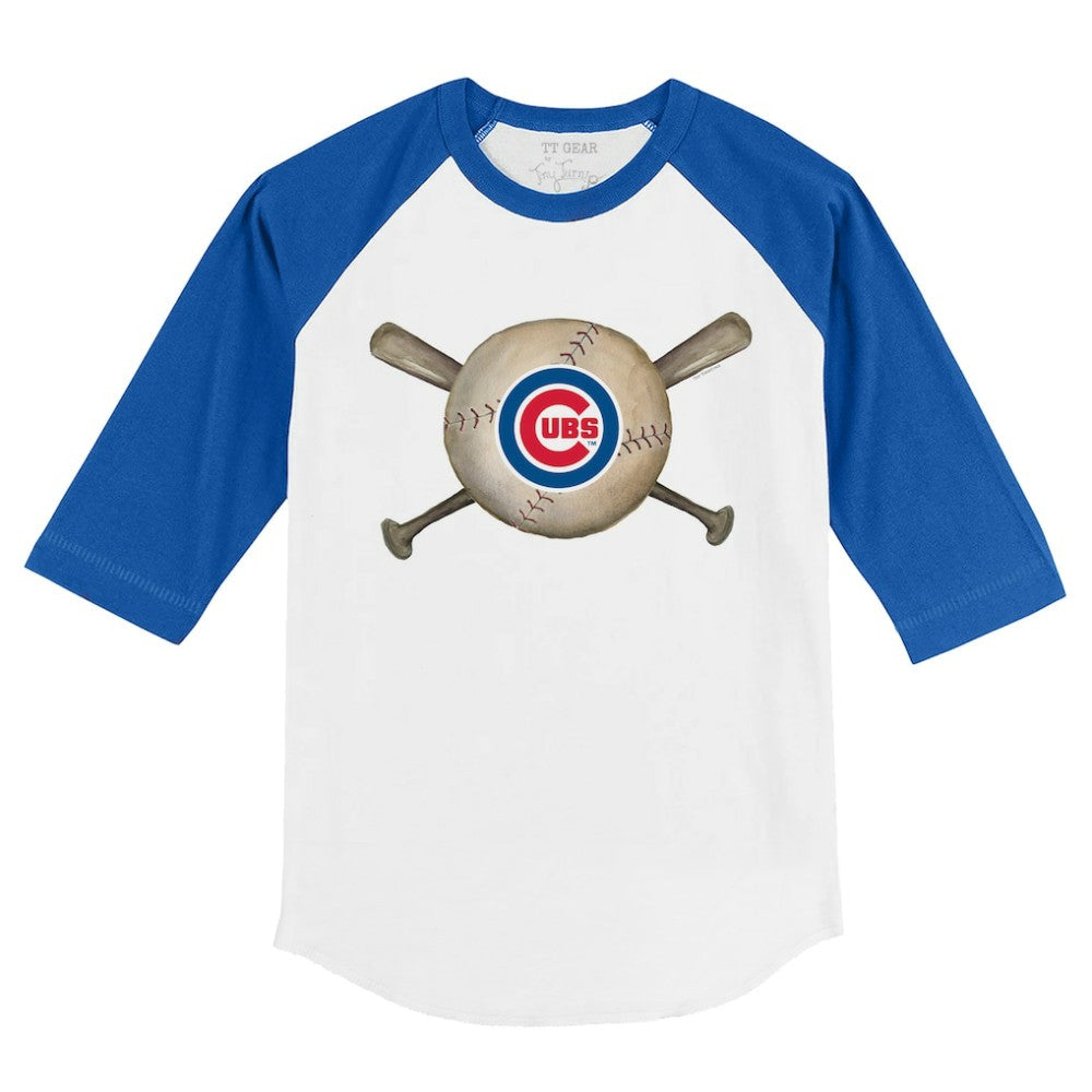 MLB Chicago Cubs Tiny Turnip Youth Baseball Cross Bats 3/4-Sleeve Raglan T-Shirt