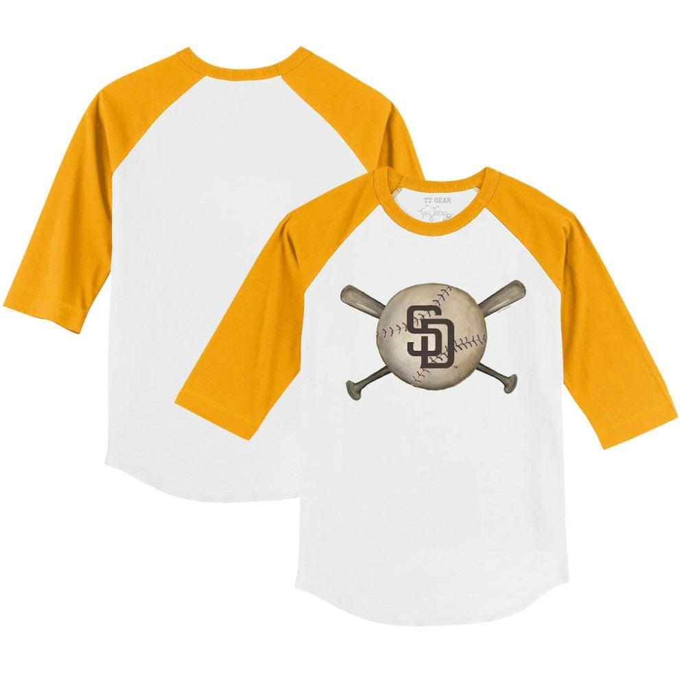 MLB San Diego Padres Tiny Turnip Youth Baseball Cross Bats 3/4-Sleeve Raglan T-Shirt