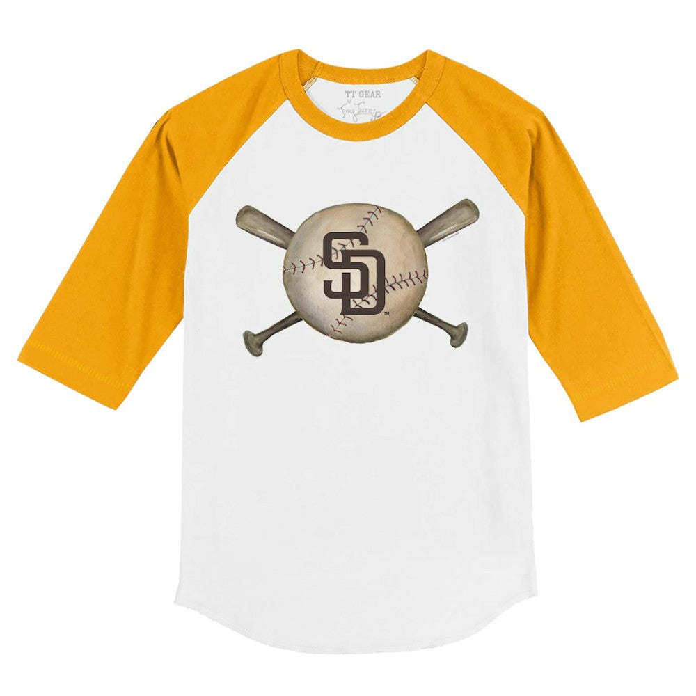 MLB San Diego Padres Tiny Turnip Youth Baseball Cross Bats 3/4-Sleeve Raglan T-Shirt