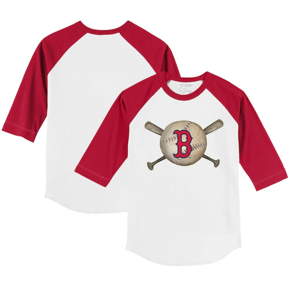 MLB Boston Red Sox Tiny Turnip Youth Baseball Cross Bats 3/4-Sleeve Raglan T-Shirt