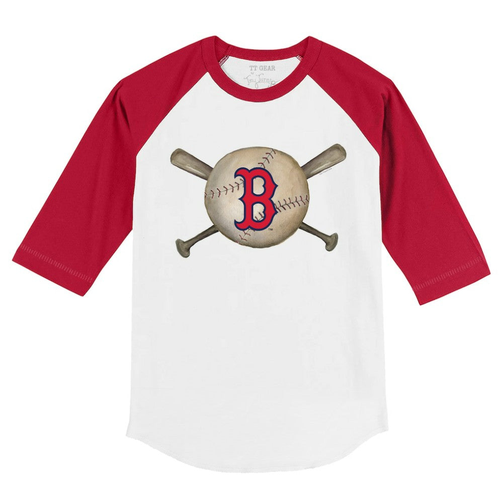 MLB Boston Red Sox Tiny Turnip Youth Baseball Cross Bats 3/4-Sleeve Raglan T-Shirt