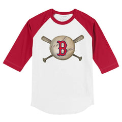 MLB Boston Red Sox Tiny Turnip Youth Baseball Cross Bats 3/4-Sleeve Raglan T-Shirt