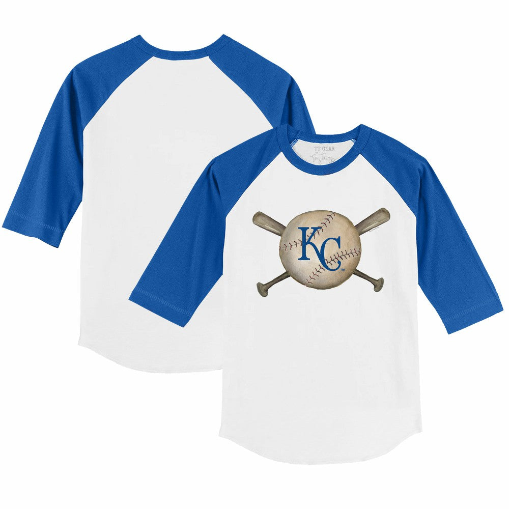 MLB Kansas City Royals Tiny Turnip Youth Baseball Cross Bats 3/4-Sleeve Raglan T-Shirt