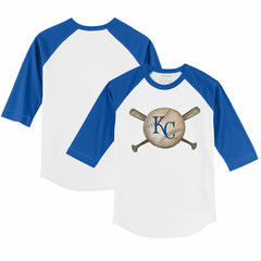 MLB Kansas City Royals Tiny Turnip Youth Baseball Cross Bats 3/4-Sleeve Raglan T-Shirt
