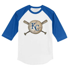 MLB Kansas City Royals Tiny Turnip Youth Baseball Cross Bats 3/4-Sleeve Raglan T-Shirt
