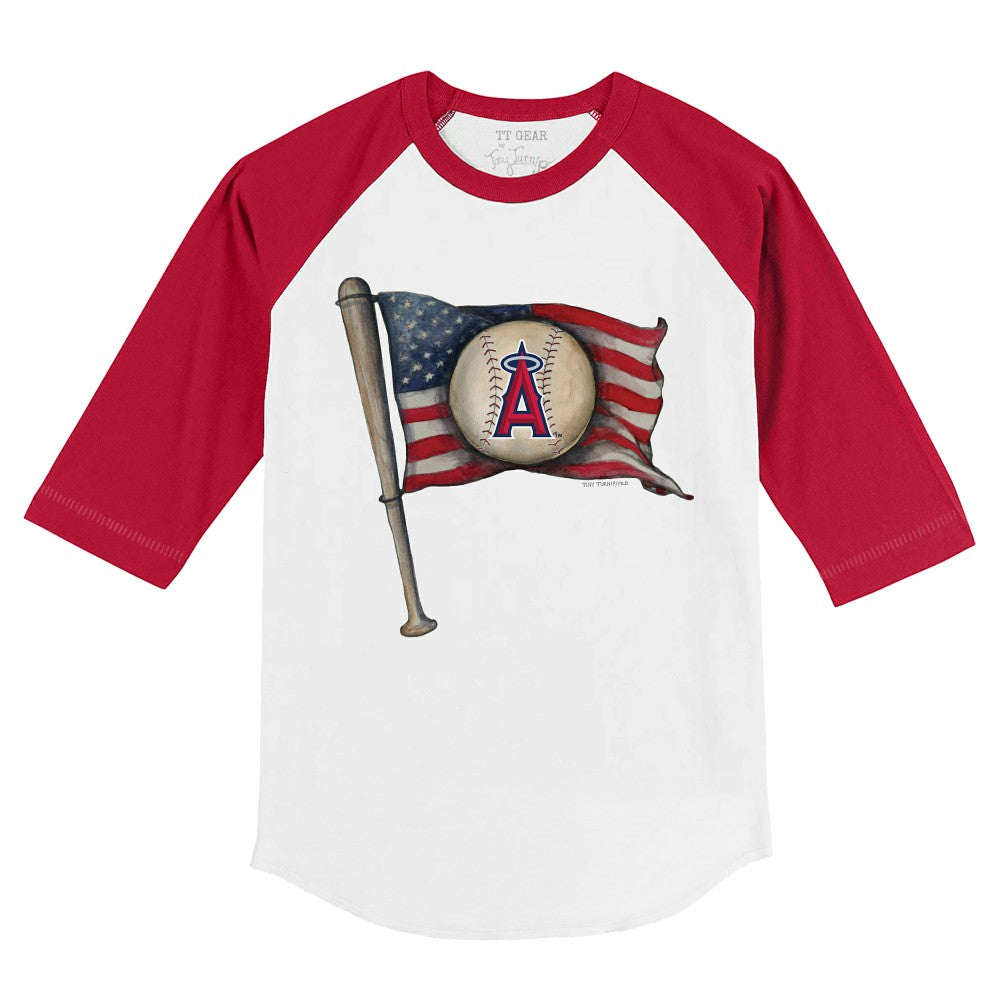 MLB Los Angeles Angels Tiny Turnip Youth Baseball Flag 3/4-Sleeve Raglan T-Shirt