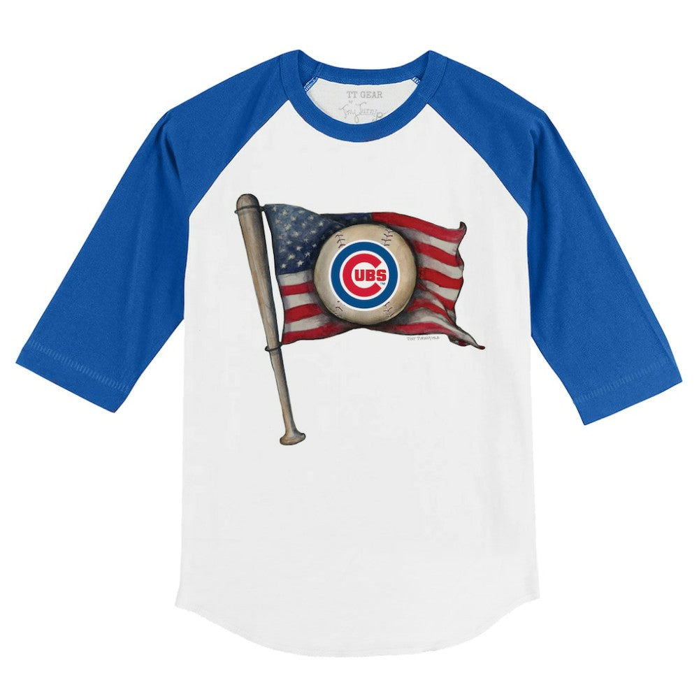 MLB Chicago Cubs Tiny Turnip Youth Baseball Flag 3/4-Sleeve Raglan T-Shirt