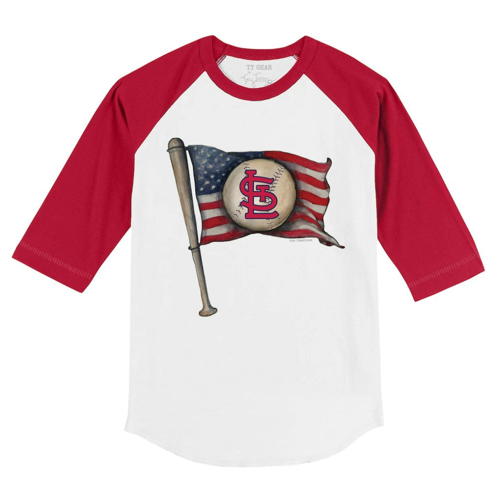 MLB St. Louis Cardinals Tiny Turnip Youth Baseball Flag 3/4-Sleeve Raglan T-Shirt