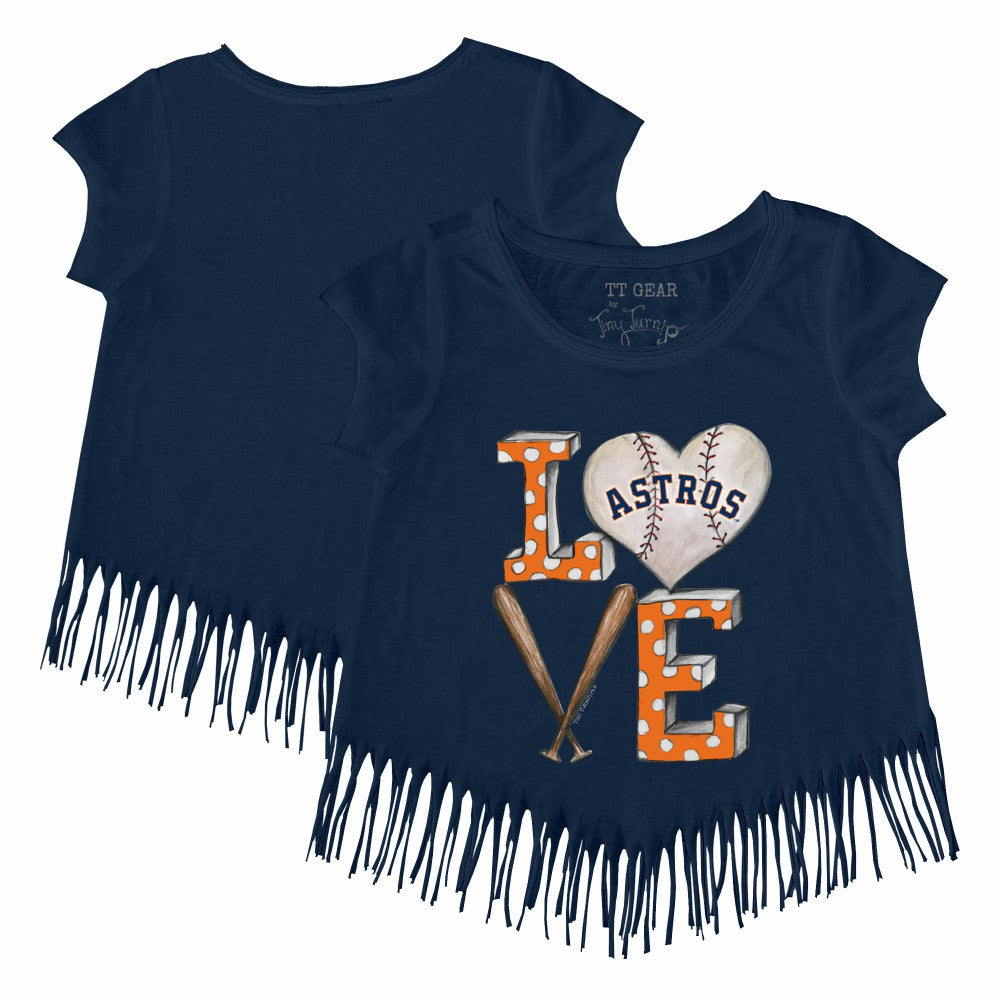 MLB Houston Astros Tiny Turnip Girls Youth Baseball Love Fringe T-Shirt