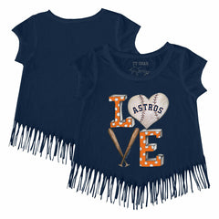 MLB Houston Astros Tiny Turnip Girls Youth Baseball Love Fringe T-Shirt