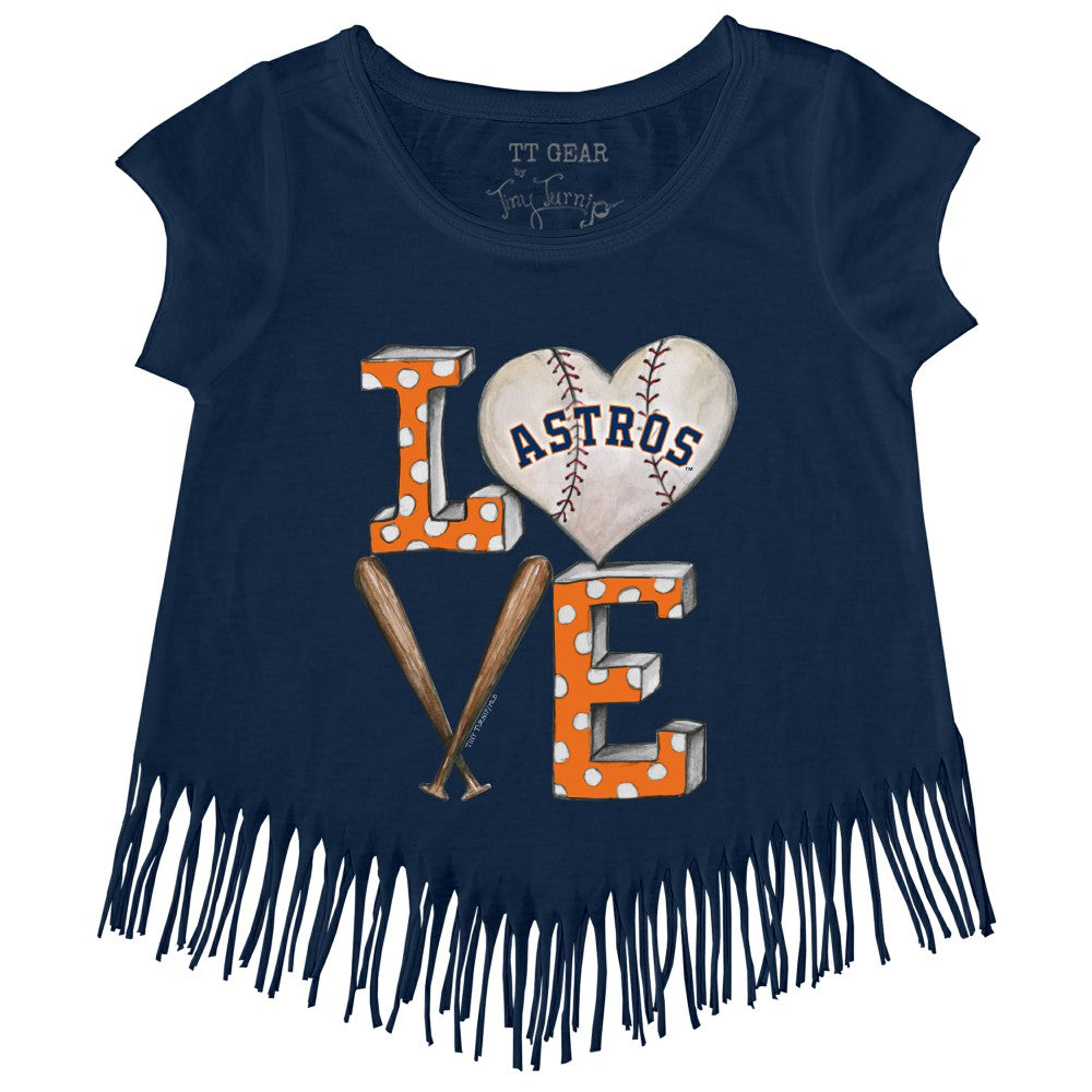 MLB Houston Astros Tiny Turnip Girls Youth Baseball Love Fringe T-Shirt